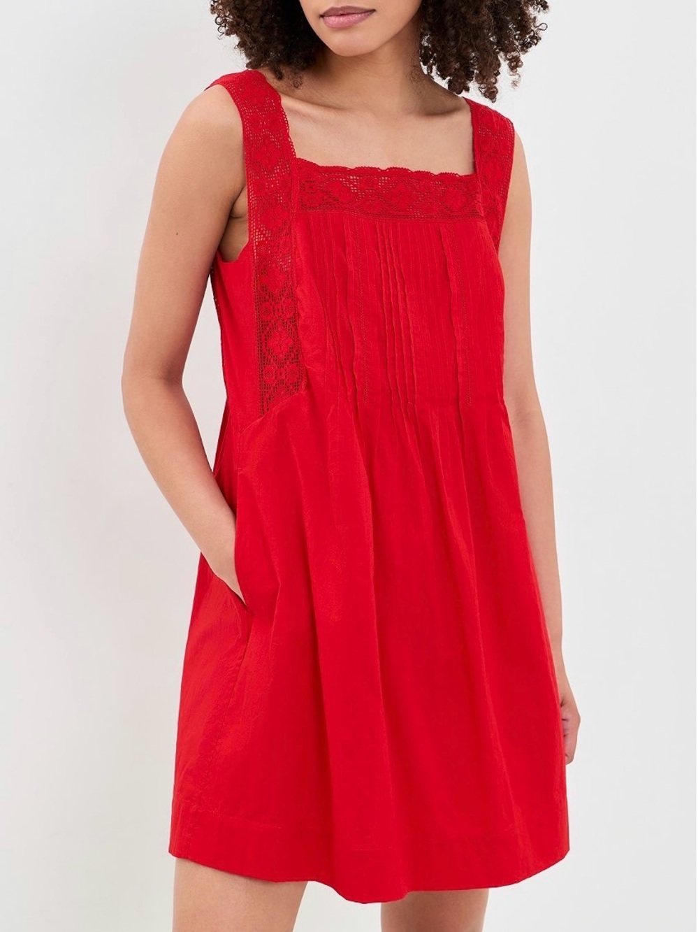 Madewell The Sophie Mini Dress Red Lace Crochet Cotton NWT
